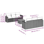 7-tlg. Garten-Sofagarnitur mit Kissen Grau Poly Rattan
