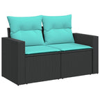 8-tlg. Garten-Sofagarnitur mit Kissen Schwarz Poly Rattan