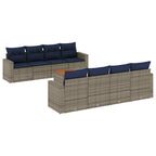 9-tlg. Garten-Sofagarnitur mit Kissen Grau Poly Rattan