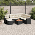 8-tlg. Garten-Sofagarnitur mit Kissen Schwarz Poly Rattan