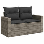 7-tlg. Garten-Sofagarnitur mit Kissen Grau Poly Rattan