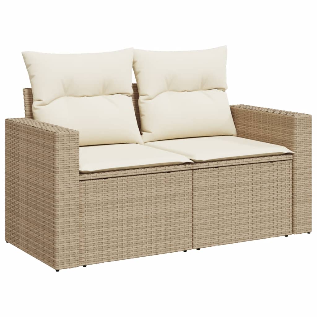 13-tlg. Garten-Sofagarnitur mit Kissen Beige Poly Rattan