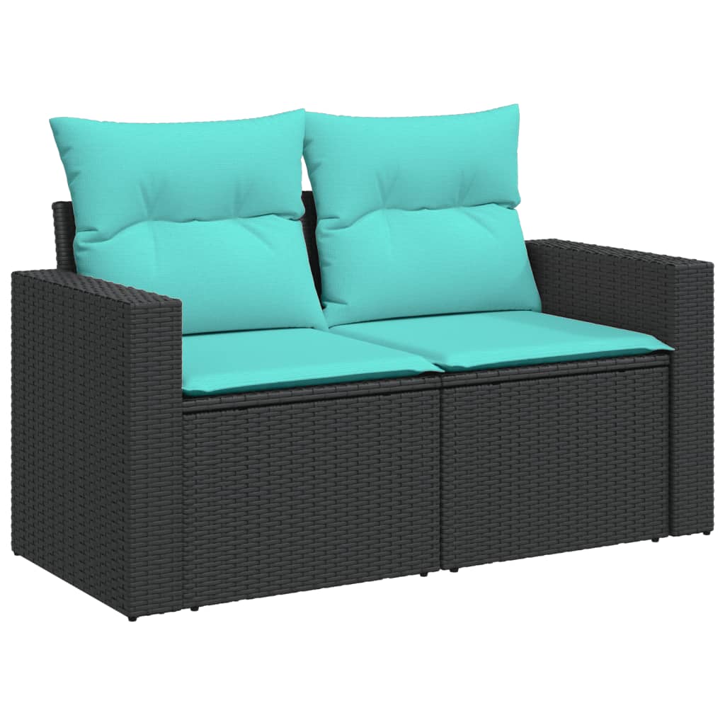 14-tlg. Garten-Sofagarnitur mit Kissen Schwarz Poly Rattan