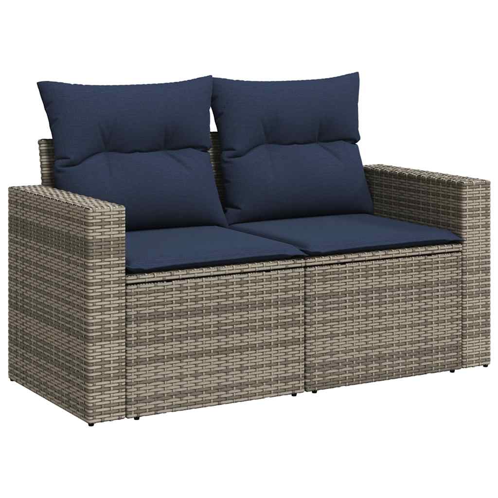 14-teiliges Gartensofa-Set mit Kissen, grau, Polyrattan