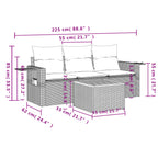 4-tlg. Garten-Sofagarnitur mit Kissen Schwarz Poly Rattan