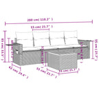 5-tlg. Garten-Sofagarnitur mit Kissen Grau Poly Rattan