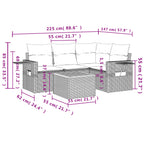 5-tlg. Garten-Sofagarnitur mit Kissen Schwarz Poly Rattan
