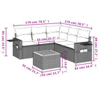 6-tlg. Garten-Sofagarnitur mit Kissen Schwarz Poly Rattan