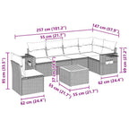 7-tlg. Garten-Sofagarnitur mit Kissen Schwarz Poly Rattan