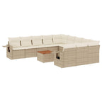 12-tlg. Garten-Sofagarnitur mit Kissen Beige Poly Rattan