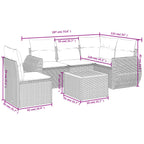 6-tlg. Garten-Sofagarnitur mit Kissen Grau Poly Rattan
