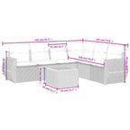 7-tlg. Garten-Sofagarnitur mit Kissen Grau Poly Rattan