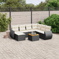 8-tlg. Garten-Sofagarnitur mit Kissen Schwarz Poly Rattan