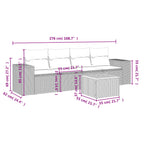 5-tlg. Garten-Sofagarnitur mit Kissen Schwarz Poly Rattan