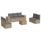 8-tlg. Garten-Sofagarnitur mit Kissen Beige Poly Rattan