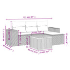 5-tlg. Garten-Sofagarnitur mit Kissen Beige Poly Rattan