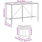 7-tlg. Gartenbar-Set mit Kissen Grau Poly Rattan