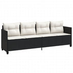 5-tlg. Garten-Sofagarnitur mit Kissen Schwarz Poly Rattan
