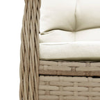 3-tlg. Garten-Essgruppe mit Kissen Beige Poly Rattan