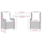3-tlg. Garten-Essgruppe mit Kissen Beige Poly Rattan