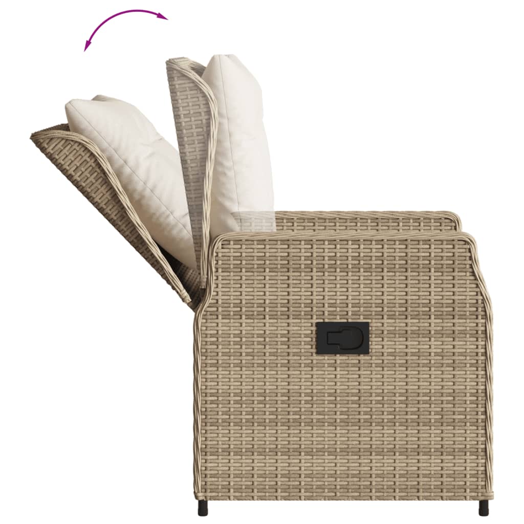 3-tlg. Garten-Essgruppe mit Kissen Beige Poly Rattan