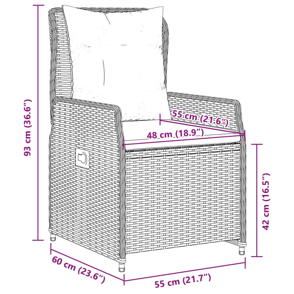 3-tlg. Garten-Essgruppe mit Kissen Beige Poly Rattan
