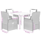 5-tlg. Garten-Essgruppe mit Kissen Beige Poly Rattan