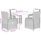 5-tlg. Garten-Essgruppe mit Kissen Beige Poly Rattan