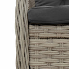 5-tlg. Garten-Essgruppe mit Kissen Hellgrau Poly Rattan