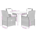 5-tlg. Garten-Essgruppe mit Kissen Hellgrau Poly Rattan