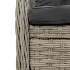 5-tlg. Garten-Essgruppe mit Kissen Hellgrau Poly Rattan