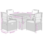 5-tlg. Garten-Essgruppe mit Kissen Beige Poly Rattan