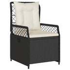 7-tlg. Garten-Essgruppe mit Kissen Schwarz Poly Rattan
