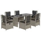 7-tlg. Garten-Essgruppe mit Kissen Hellgrau Poly Rattan