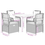 5-tlg. Garten-Essgruppe mit Kissen Braun Poly Rattan
