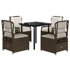 5-tlg. Garten-Essgruppe mit Kissen Braun Poly Rattan