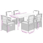 7-tlg. Garten-Essgruppe mit Kissen Braun Poly Rattan