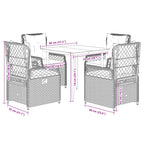 5-tlg. Garten-Essgruppe mit Kissen Beige Poly Rattan