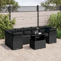 8-tlg. Garten-Sofagarnitur mit Kissen Schwarz Poly Rattan