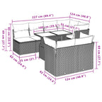8-teiliges Gartensofa-Set mit Kissen, braun, Polyrattan