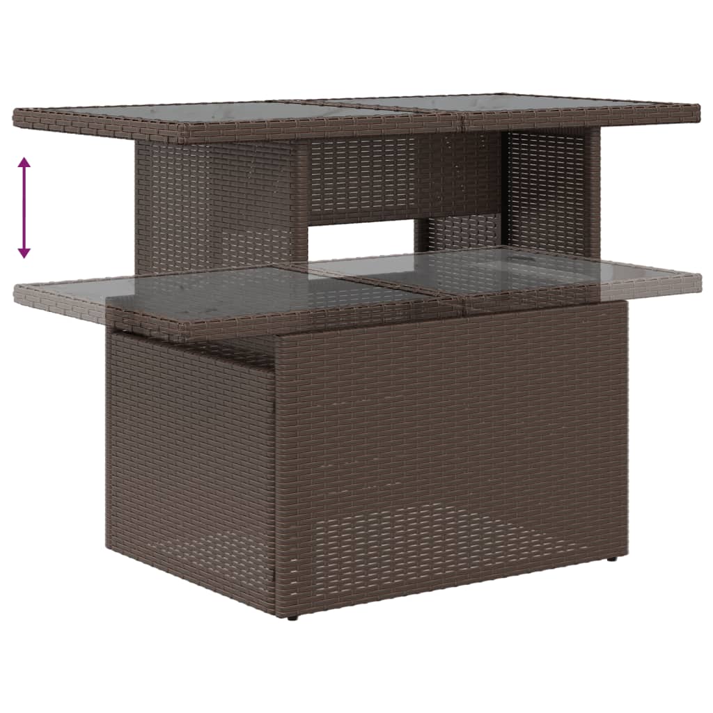 9-teiliges Gartensofa-Set mit Kissen, braun, Polyrattan