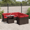 9-teiliges Gartensofa-Set mit Kissen, braun, Polyrattan