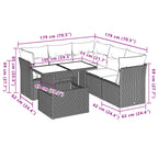 6-teiliges Gartensofa-Set mit Kissen, grau, Polyrattan
