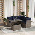 6-teiliges Gartensofa-Set mit Kissen, grau, Polyrattan