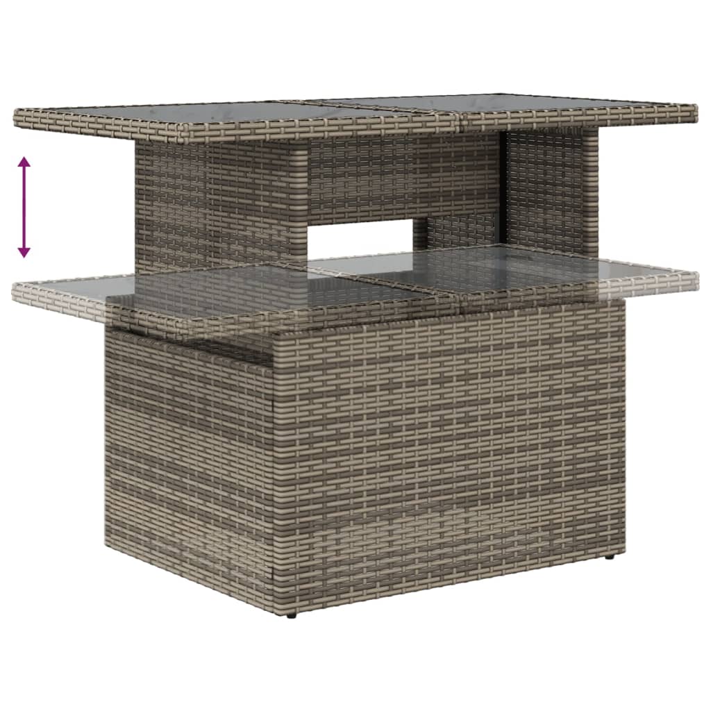 7-teiliges Gartensofa-Set mit Kissen, grau, Polyrattan