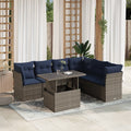 7-teiliges Gartensofa-Set mit Kissen, grau, Polyrattan