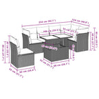 7-teiliges Gartensofa-Set mit Kissen, grau, Polyrattan