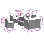 9-teiliges Gartensofa-Set mit Kissen, grau, Polyrattan