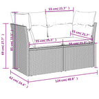 8-tlg. Garten-Sofagarnitur mit Kissen Grau Poly Rattan