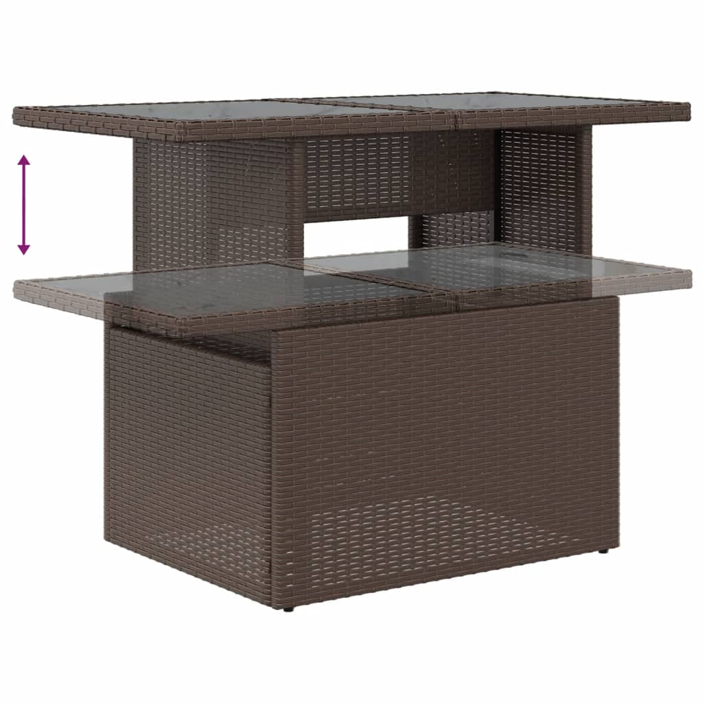 10-teiliges Gartensofa-Set mit Kissen, braun, Polyrattan